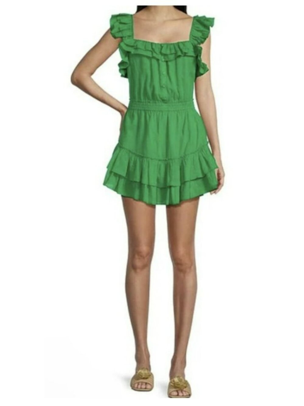 Chelsea & Violet Green Ruffle Romper New